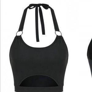 ZAFUL Halter Cutout O Ring Crop Top